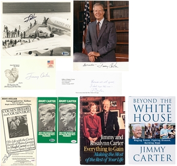 Lot of (9) Jimmy Carter Autographed Books, Photos, Pamphlet and Handwritten Note (JSA, PSA/DNA & Beckett)